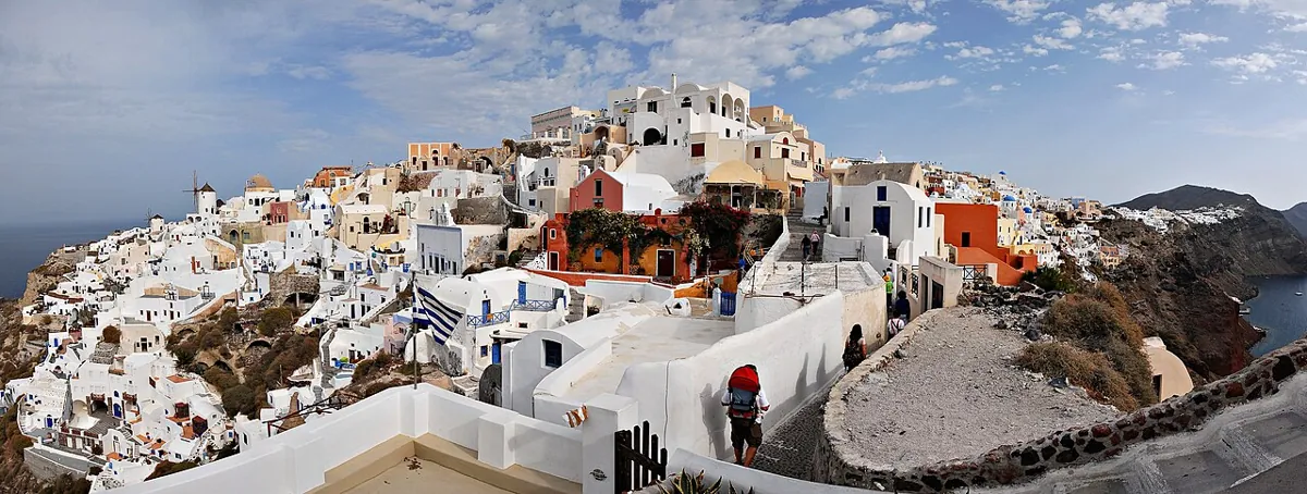 Panoramic view of Oia, Santorini Island — Greece