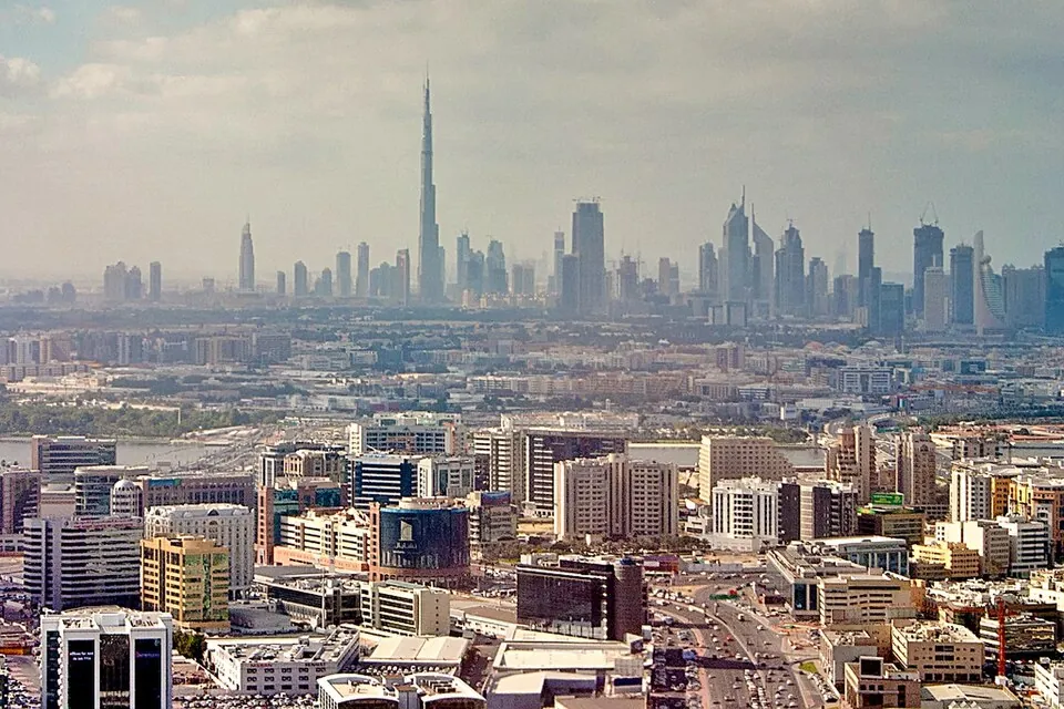 Dubai skyline. The tallest building in the world, Burj Khalifa, can be seen in the background. — United Arab Emirates